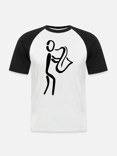 Saxophonist Saxophon - Männer Baseball-T-Shirt - Weiß/Schwarz