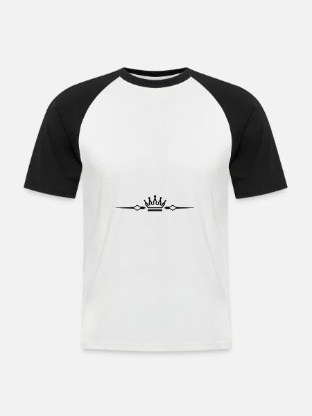 Krone Symbol - Männer Baseball-T-Shirt - Weiß/Schwarz