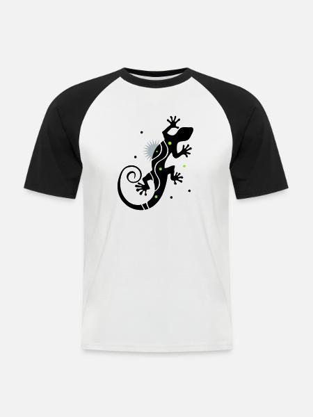 gecko - Men's Baseball T-Shirt - white/black
