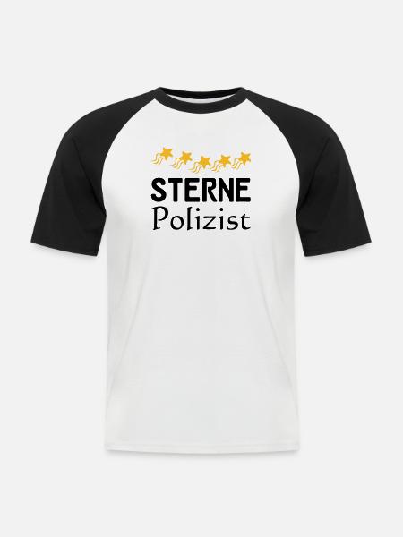 Sterne Polizist Geschenk - Männer Baseball-T-Shirt - Weiß/Schwarz