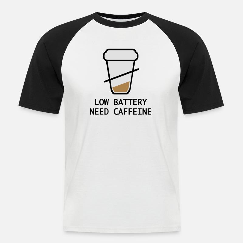 Kaffee - Männer Baseball-T-Shirt - Weiß/Schwarz