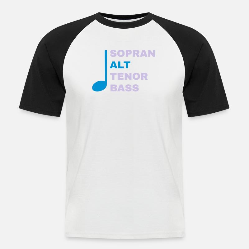 SATB mit Note - Alt - Männer Baseball-T-Shirt - Weiß/Schwarz