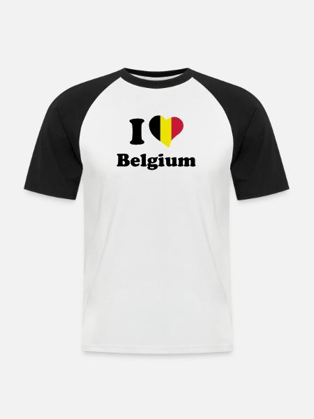 I love Belgium - Men's Baseball T-Shirt - white/black