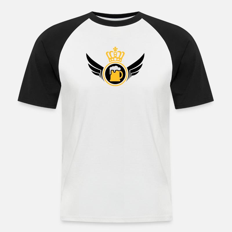 Beer Lord | Wings | Crown | Krone - Men's Baseball T-Shirt - white/black