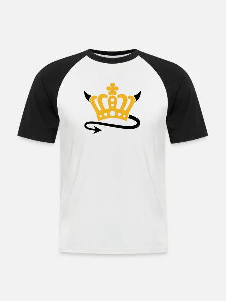 Teufel Krone - Männer Baseball-T-Shirt - Weiß/Schwarz