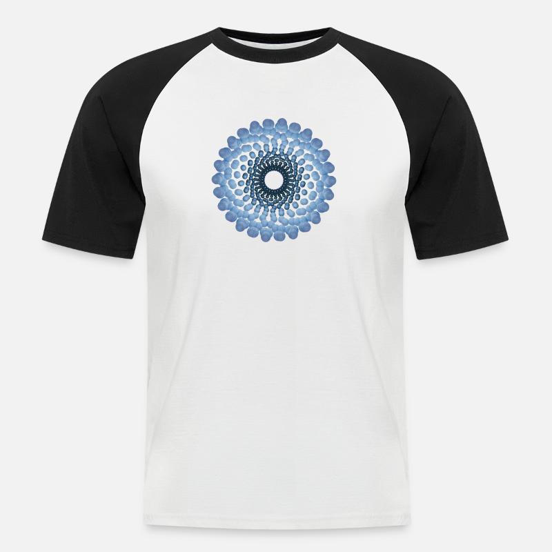 atom - cellular seven - Männer Baseball-T-Shirt - Weiß/Schwarz