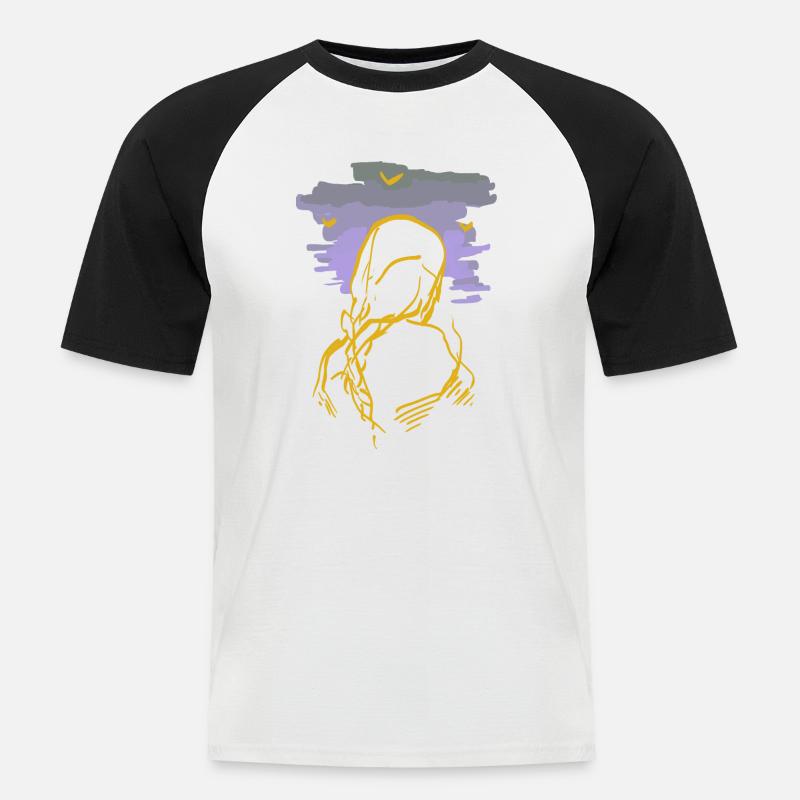 strega - Maglia da baseball a manica corta da uomo - bianco/nero