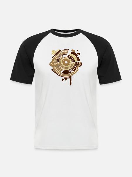 Querschnitt Baumstamm Jahresringe - Männer Baseball-T-Shirt - Weiß/Schwarz