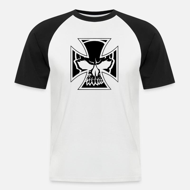 skull7 - Männer Baseball-T-Shirt - Weiß/Schwarz