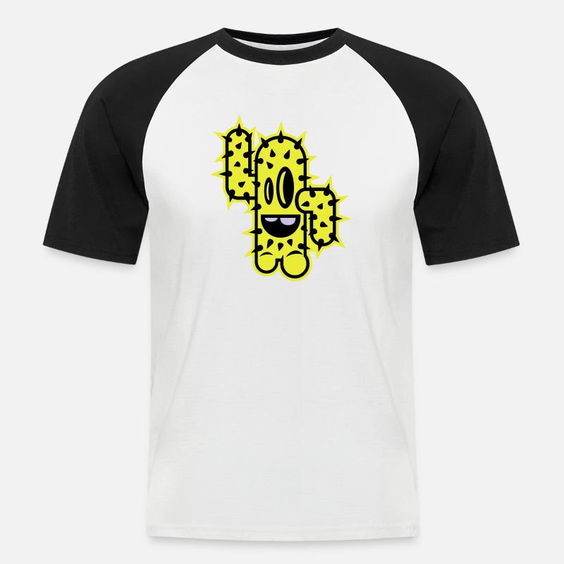 cactus high five comic - Men's Baseball T-Shirt - white/black