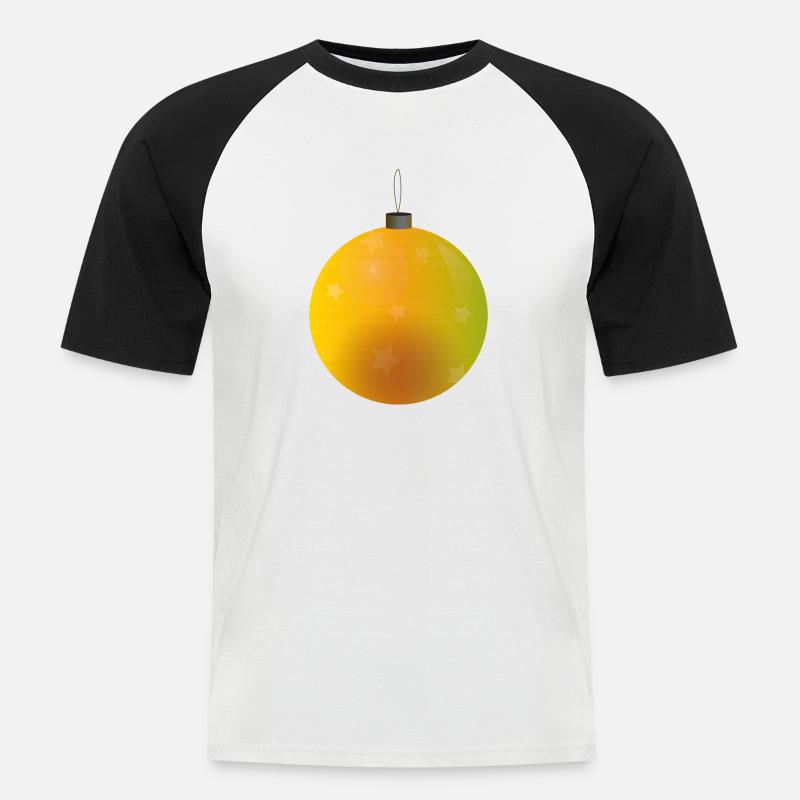 gelbliche Weihnachtskugel mit Sternen - Männer Baseball-T-Shirt - Weiß/Schwarz