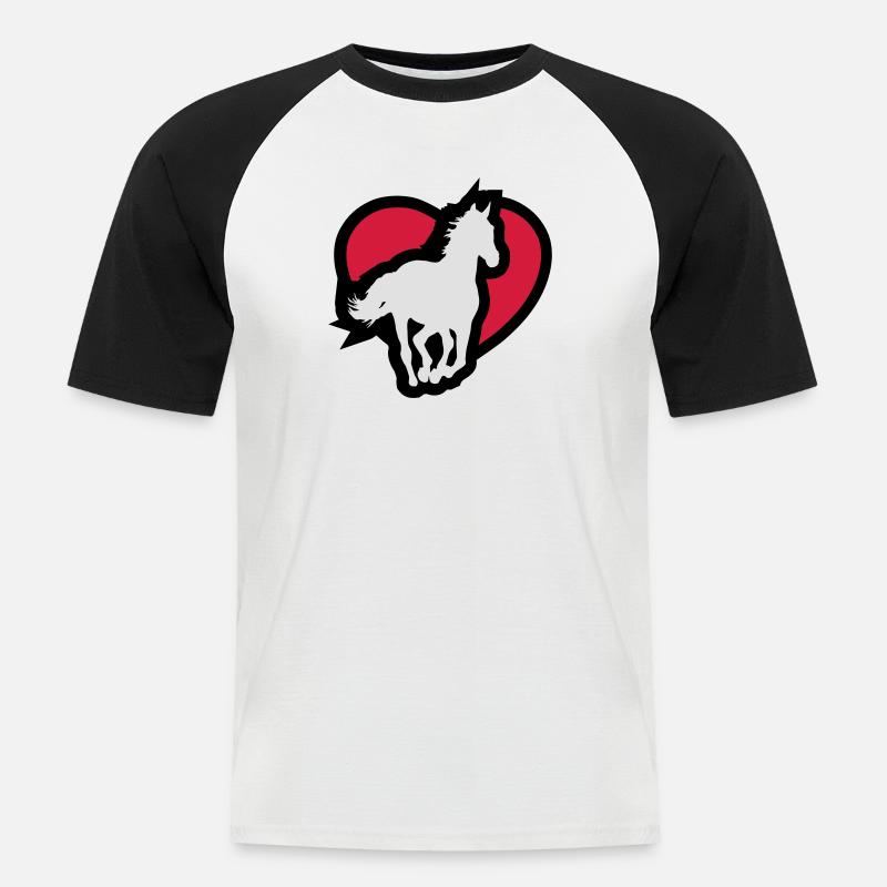 Ein pferd - Männer Baseball-T-Shirt - Weiß/Schwarz