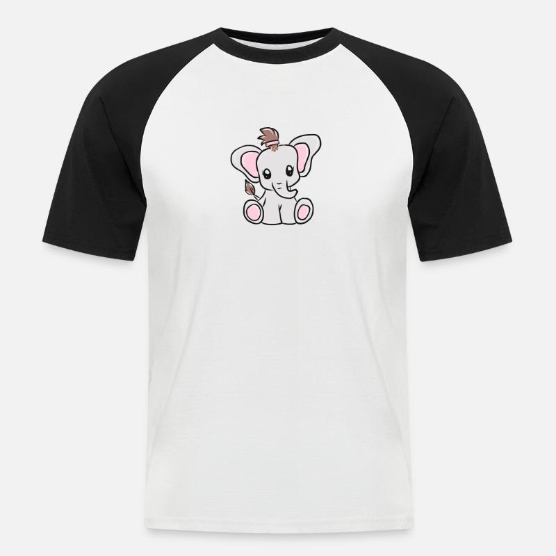 Elefant - Männer Baseball-T-Shirt - Weiß/Schwarz