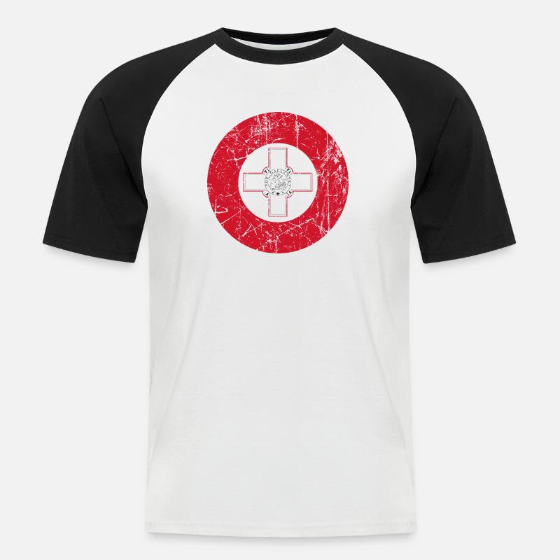 aeronautica Malta Luftwaffe roundel Luftwaffe - Männer Baseball-T-Shirt - Weiß/Schwarz