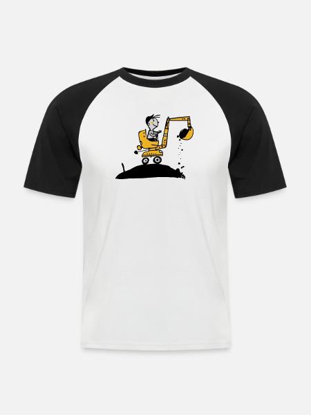 pelleteuse - T-shirt baseball manches courtes Homme - blanc/noir