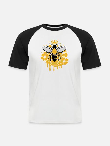 A bee with a crown - Men's Baseball T-Shirt - white/black
