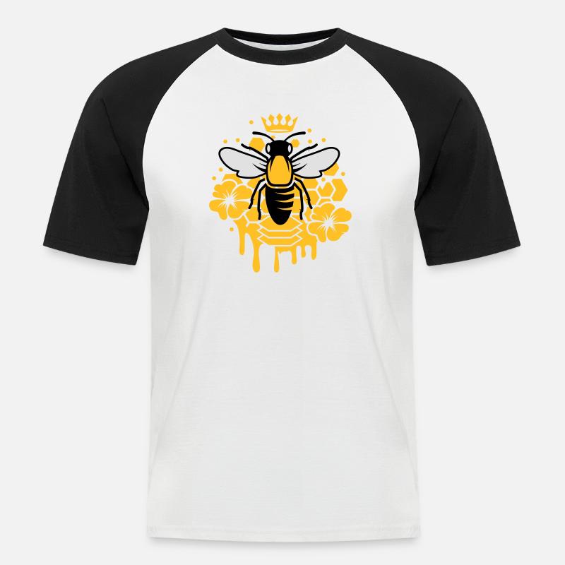 Eine Biene mit einer Krone - Männer Baseball-T-Shirt - Weiß/Schwarz