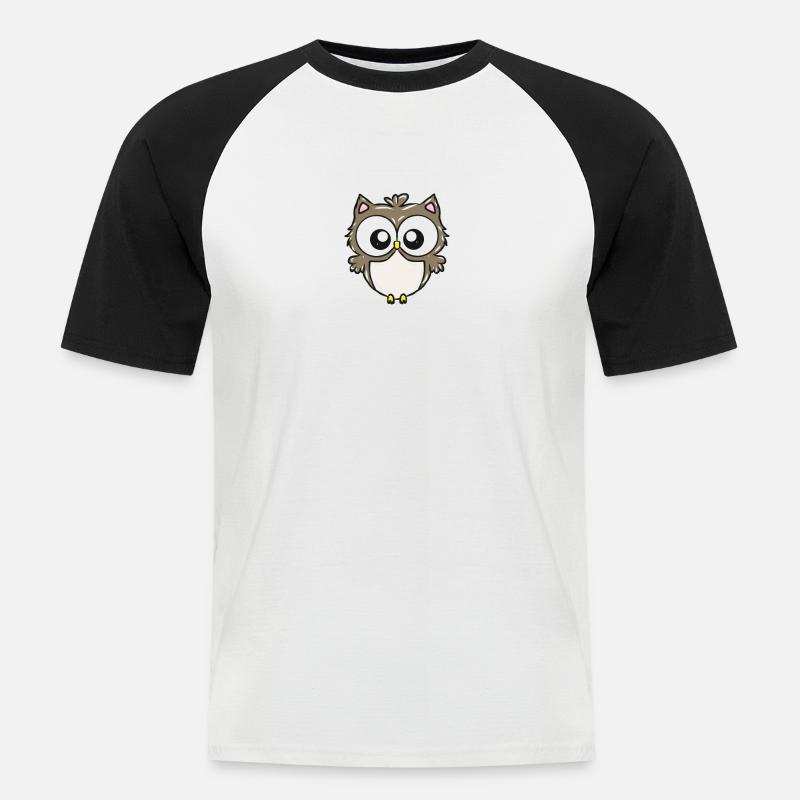 Kulleraugen Eulenheld - Männer Baseball-T-Shirt - Weiß/Schwarz