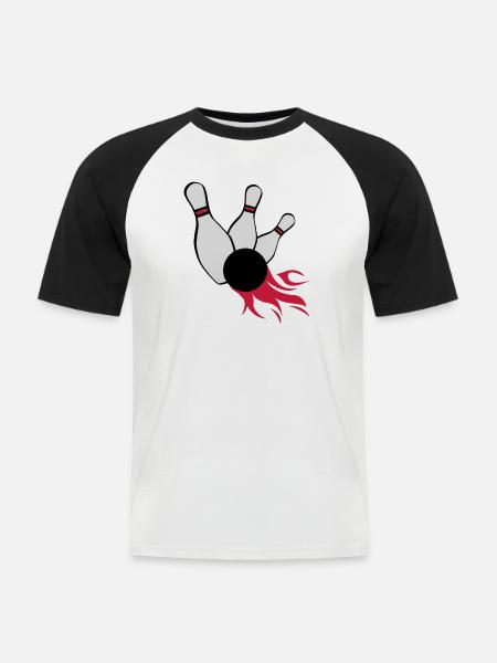 kegeln bowling - Männer Baseball-T-Shirt - Weiß/Schwarz
