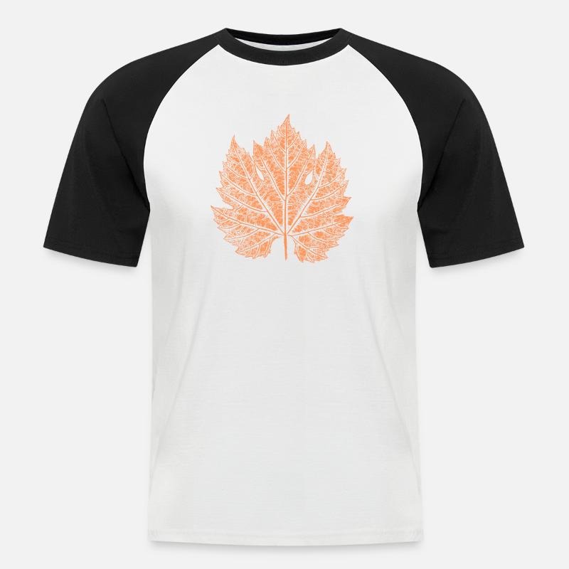 Wein / Blatt / Herbst  - Männer Baseball-T-Shirt - Weiß/Schwarz