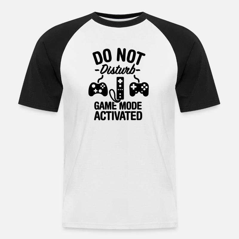 Do not disturb game mode activated - Männer Baseball-T-Shirt - Weiß/Schwarz