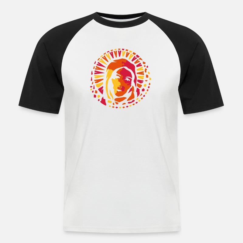 Kirchenfenster Stil Maria Mutter Gottes - Männer Baseball-T-Shirt - Weiß/Schwarz