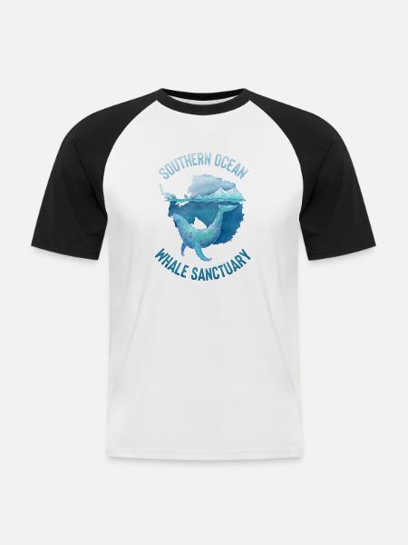 Southern Ocean Whale Sanctuary - Männer Baseball-T-Shirt - Weiß/Schwarz