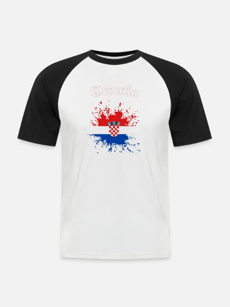 Kroatien Splatter Croatia - Männer Baseball-T-Shirt - Weiß/Schwarz