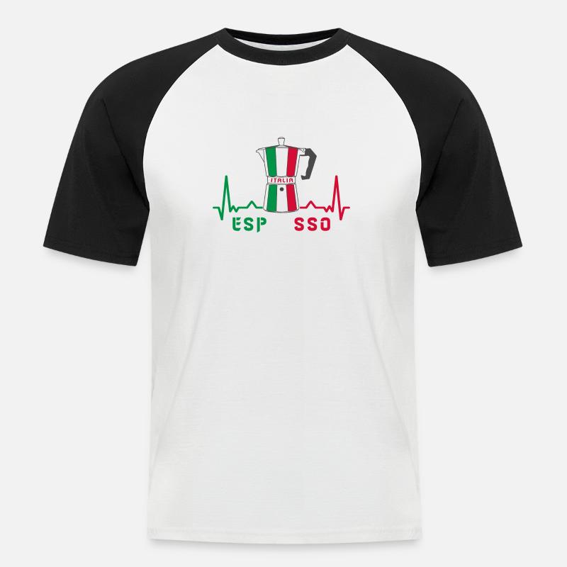 Herzfrequenz Espresso Design / Geschenkidee - Männer Baseball-T-Shirt - Weiß/Schwarz