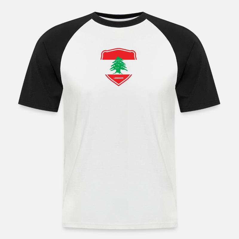 Libanon Beirut Libanese Libanesin Libanesisch LBN - Männer Baseball-T-Shirt - Weiß/Schwarz