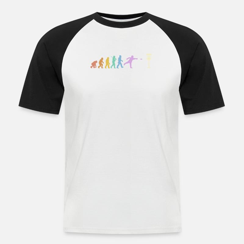 Discgolf Evolution Disc Golf Discgolfer - Männer Baseball-T-Shirt - Weiß/Schwarz
