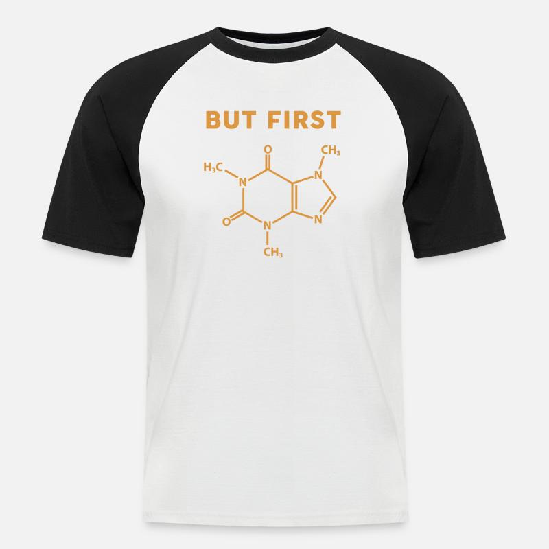 But First Coffee Molecule - Men's Baseball T-Shirt - white/black