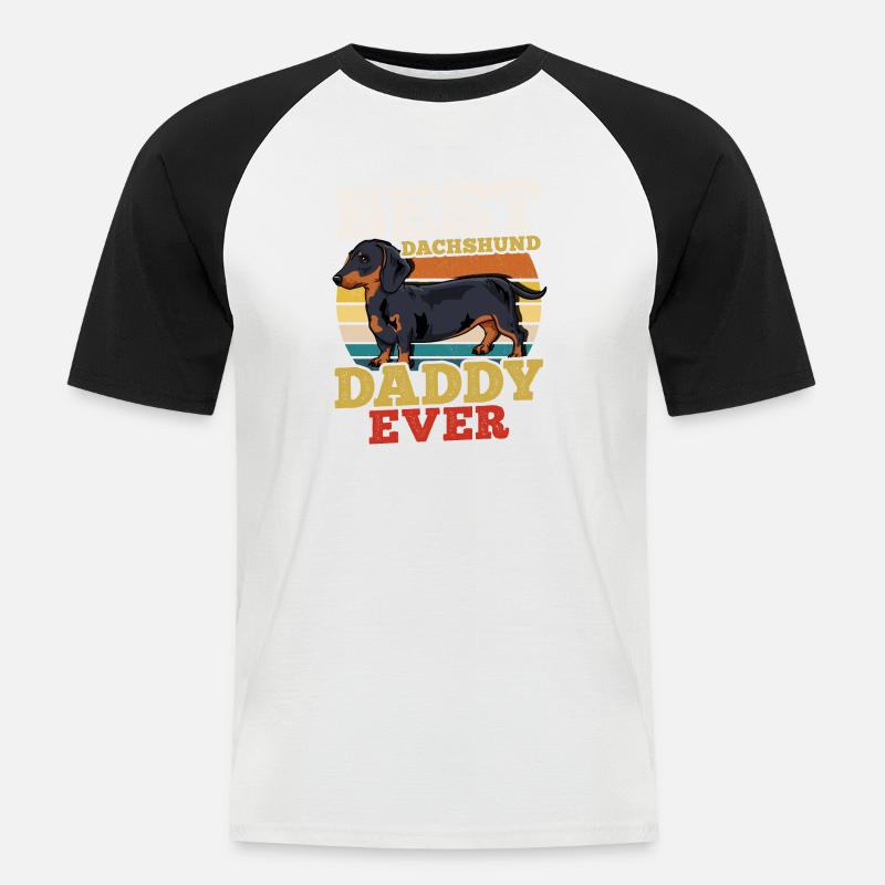 Dackel Hundevater Retro - Männer Baseball-T-Shirt - Weiß/Schwarz