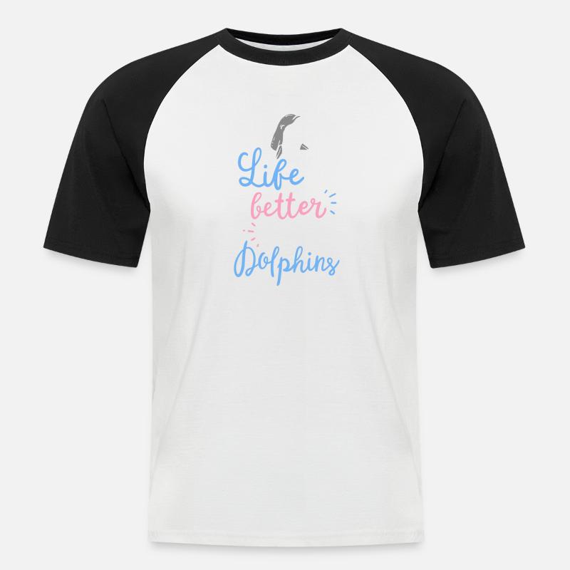 Delfin - Männer Baseball-T-Shirt - Weiß/Schwarz