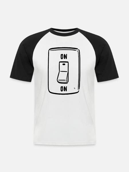 Interrupteur ON Cool Humour Drôle Motivation - T-shirt baseball manches courtes Homme - blanc/noir