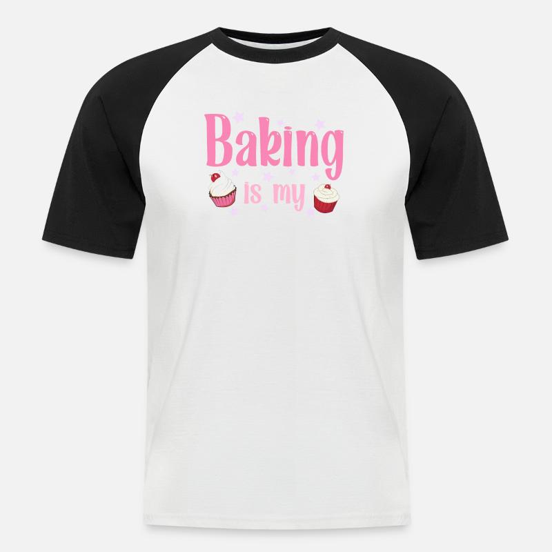 Backen Bäcker Bäckerin - Männer Baseball-T-Shirt - Weiß/Schwarz