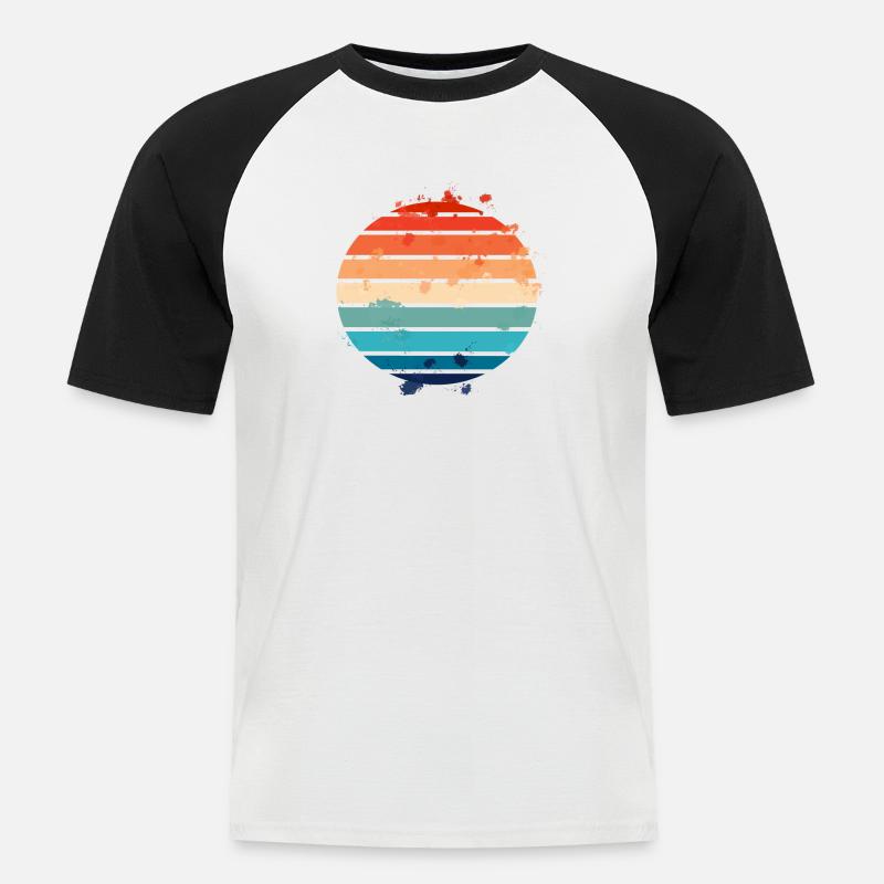 Splatter Retro Sunset - Männer Baseball-T-Shirt - Weiß/Schwarz