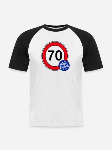 70-års fødselsdag , 70 , Tillykke med fødselsdagen (25) - Kortærmet herre-baseballshirt - hvid/sort