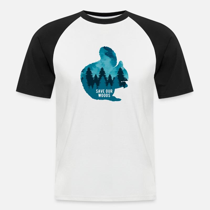 Klimawandel Umweltschutz Eichhörnchen Naturschutz - Männer Baseball-T-Shirt - Weiß/Schwarz