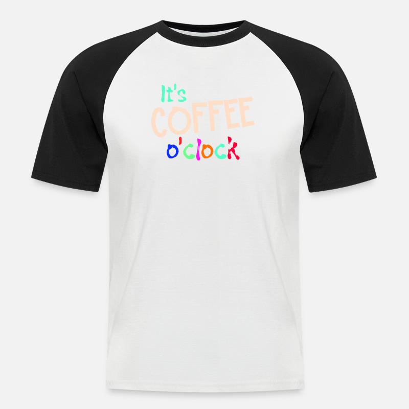 Munter Werden Kaffee Statement Kaffeeliebhaber - Männer Baseball-T-Shirt - Weiß/Schwarz