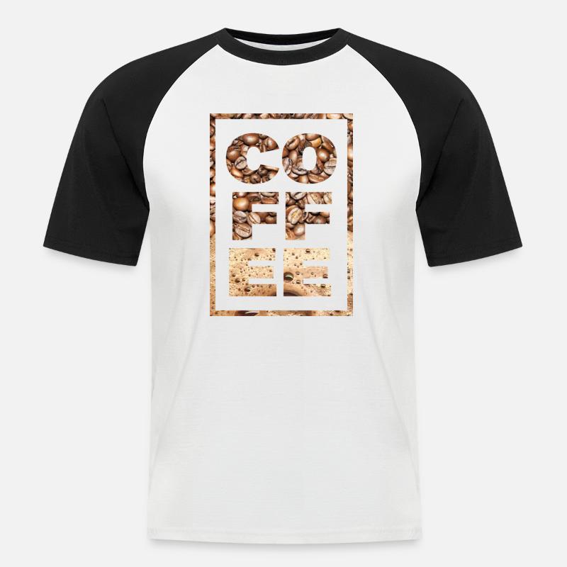 Kaffee Spruch Kaffeetrinker Kaffeebohnen Koffein - Männer Baseball-T-Shirt - Weiß/Schwarz