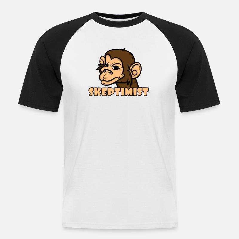 Skeptiker Affe - Skeptimist - Männer Baseball-T-Shirt - Weiß/Schwarz