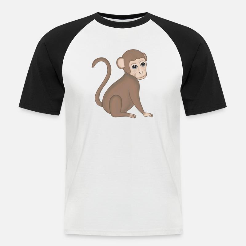 Affe Baby Äffchen - Männer Baseball-T-Shirt - Weiß/Schwarz