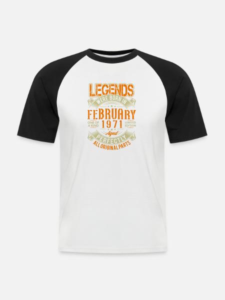 1971 February Birthday Legend - Men's Baseball T-Shirt - white/black