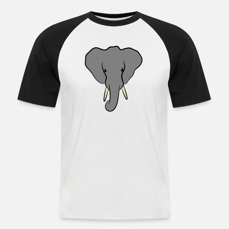 Elefantenkopf Minimalistisch - Männer Baseball-T-Shirt - Weiß/Schwarz