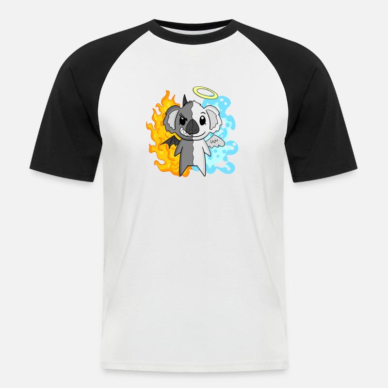 Koala - Engel und Teufel - Männer Baseball-T-Shirt - Weiß/Schwarz