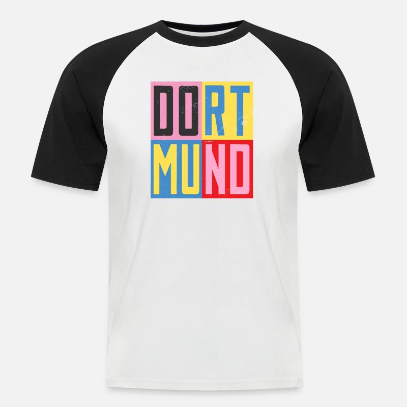 Dortmunder Städte Design - Männer Baseball-T-Shirt - Weiß/Schwarz