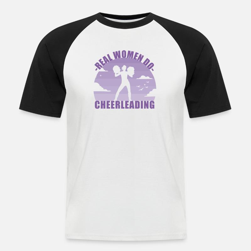 Cheerleading Cheerleader Mädchen Pompons Geschenk - Männer Baseball-T-Shirt - Weiß/Schwarz