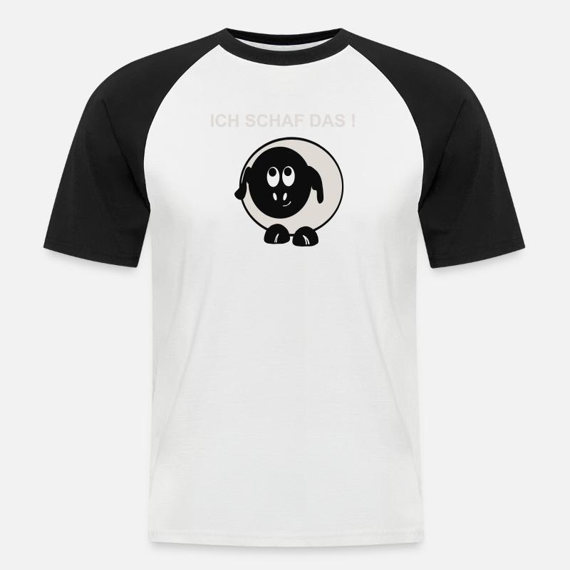 Ich schaff das Schaf Motiv - Männer Baseball-T-Shirt - Weiß/Schwarz