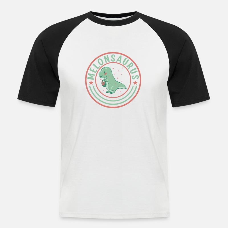 Pastèque pastèque végétarienne T Rex - T-shirt baseball manches courtes Homme - blanc/noir